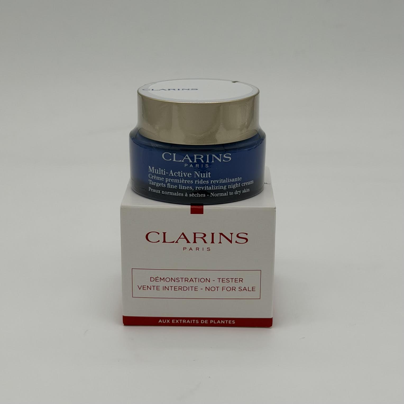 WHOLESALE CLARINS MULTI-ACTIVE NUIT TARGETES FINE LINES, REVITALIZING NIGHT CREAM FOR NORMAL TO DRY SKIN TESTER BOX 1.7 OZ - 24 PIECE LOT