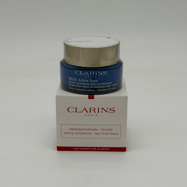 WHOLESALE CLARINS MULTI-ACTIVE NUIT TARGETES FINE LINES, REVITALIZING NIGHT CREAM FOR NORMAL TO DRY SKIN TESTER BOX 1.7 OZ - 24 PIECE LOT