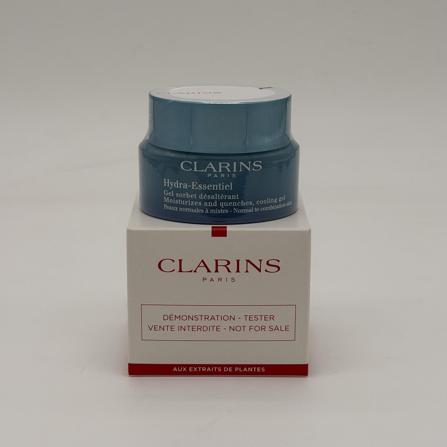 WHOLESALE CLARINS HYDRA-ESSENTIEL MOISTURIZES AND QUENCHES COOLING GEL FOR NORMAL TO COMBINATION SKIN TESTER BOX 1.7 OZ - 24 PIECE LOT