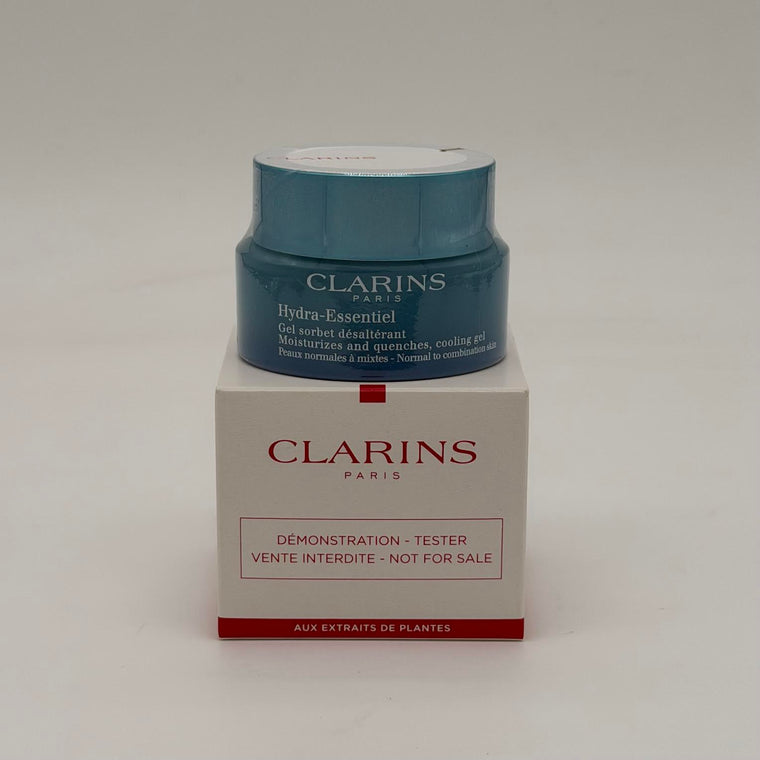 WHOLESALE CLARINS HYDRA-ESSENTIEL MOISTURIZES AND QUENCHES COOLING GEL FOR NORMAL TO COMBINATION SKIN TESTER BOX 1.7 OZ - 24 PIECE LOT