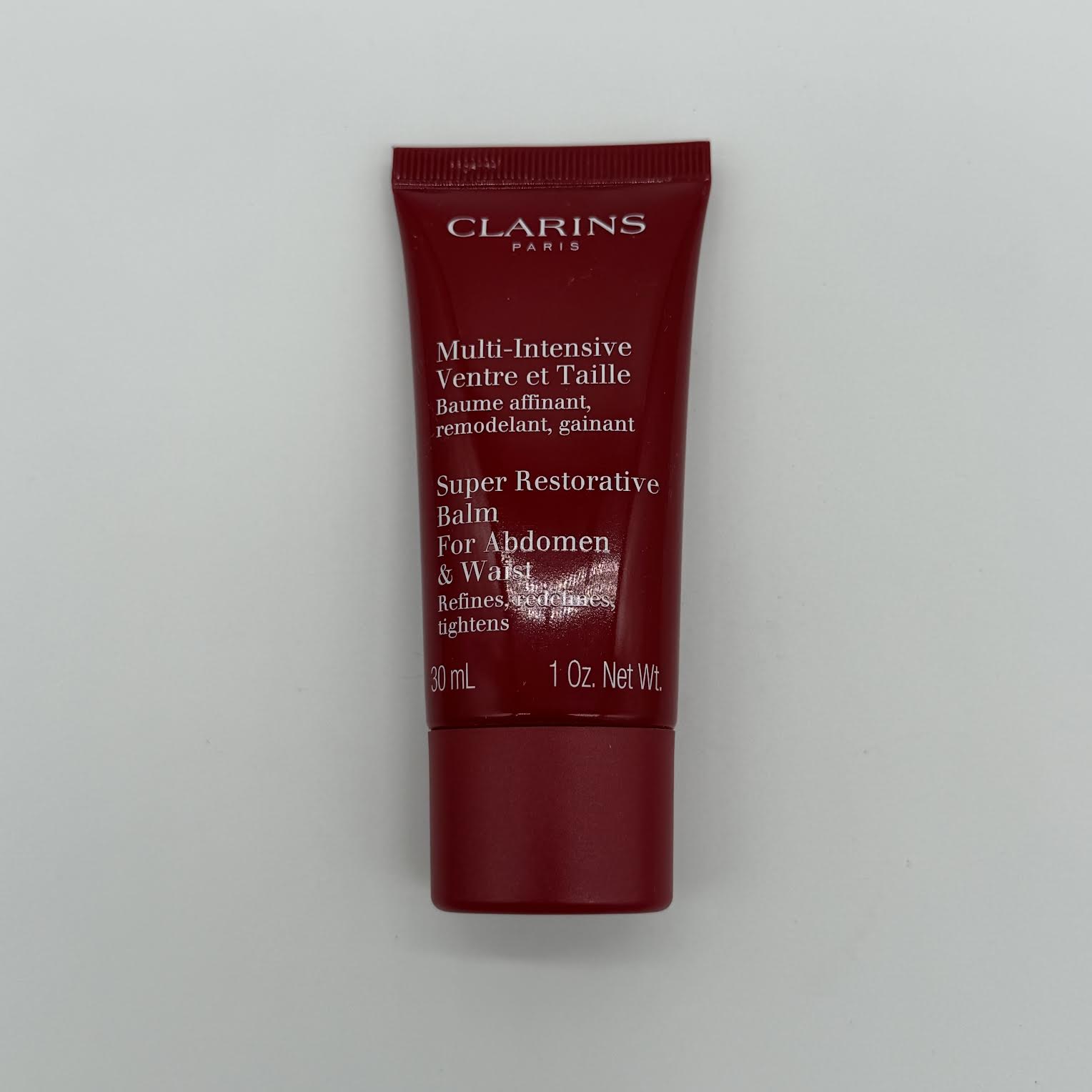 WHOLESALE CLARINS SUPER RESTORATIVE BALM FOR ABDOMEN & WAIST TRAVEL SIZE 1 OZ - 50 PIECE LOT