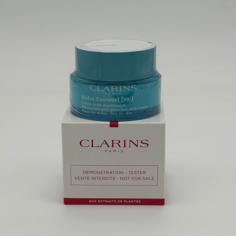 WHOLESALE CLARINS HYDRA-ESSENTIEL MOISTURIZES AND QUENCHES RICH CREAM FOR VERY DRY SKIN TESTER BOX 1.7 OZ - 48 PIECE LOT