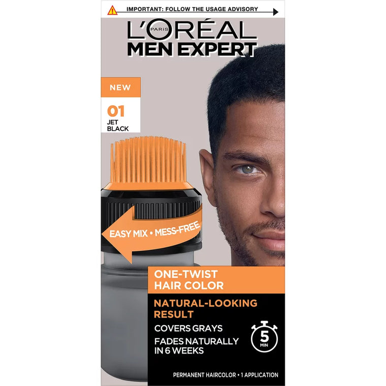 WHOLESALE LOREAL MEN EXPERT ONE-TWIST HAIR COLOR - JET BLACK 01 - 48 PIECE LOT