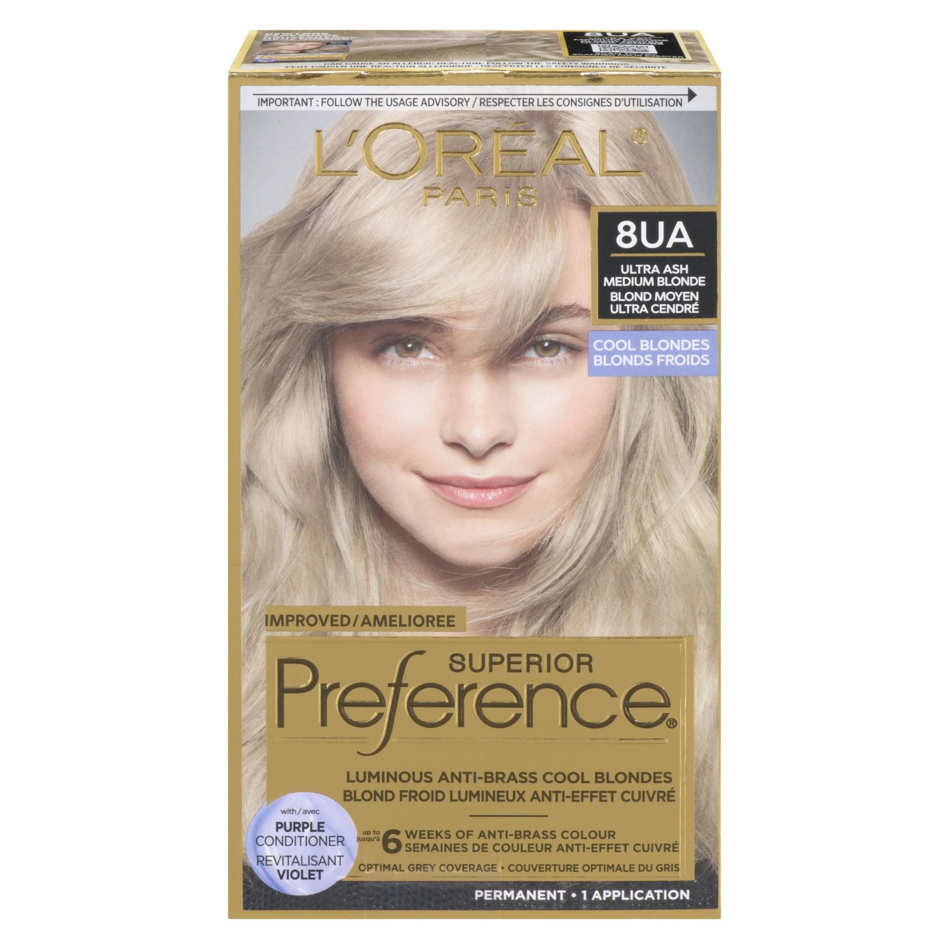 WHOLESALE LOREAL SUPERIOR PREFERENCE LUMINOUS COOL BLONDES HAIR COLOR - ULTRA ASH MEDIUM BLONDE 8UA  - 48 PIECE LOT