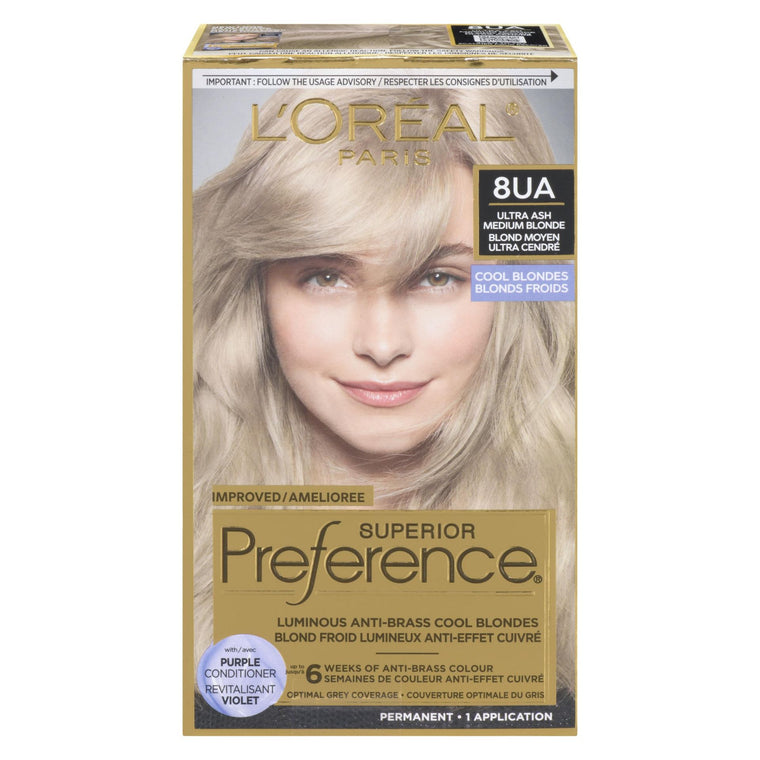 WHOLESALE LOREAL SUPERIOR PREFERENCE LUMINOUS COOL BLONDES HAIR COLOR - ULTRA ASH MEDIUM BLONDE 8UA  - 48 PIECE LOT