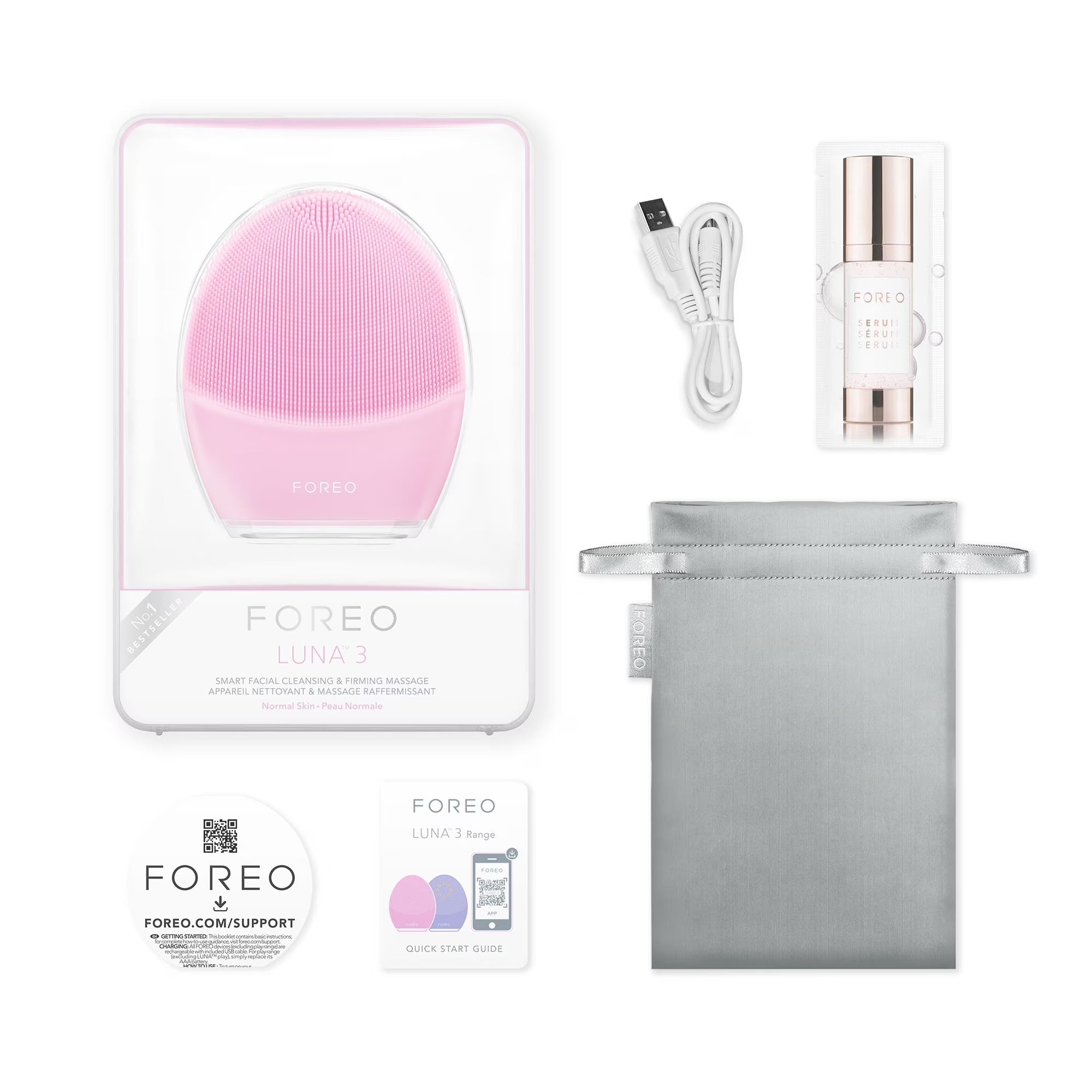 WHOLESALE FOREO LUNA 3 SMART FACIAL CLEANSING & FIRMING MASSAGE DEVICE FOR NORMAL SKIN - PINK - 48 PIECE LOT