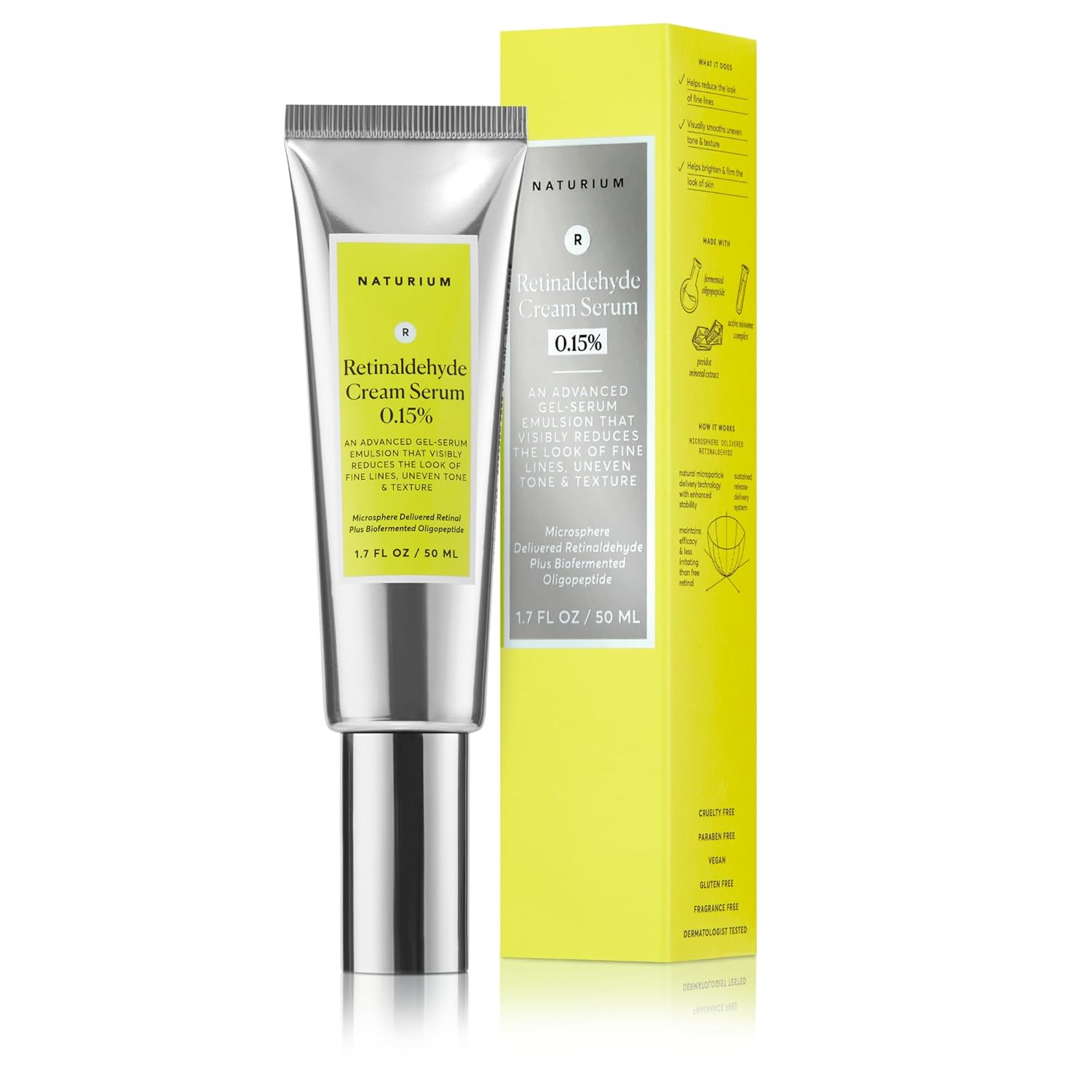 WHOLESALE NATURIUM RETINALDEHYDE CREAM SERUM 0.15%, 1.7 OZ - 48 PIECE LOT
