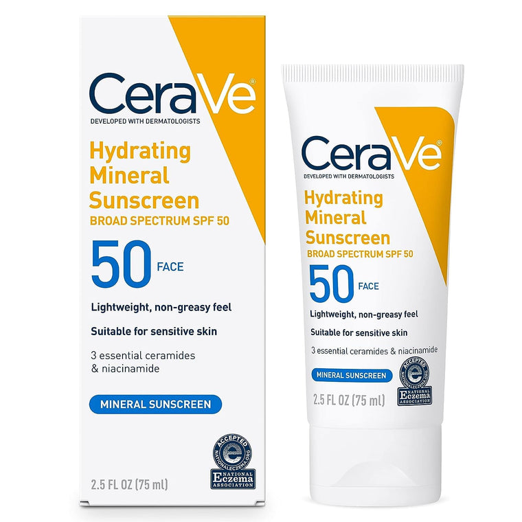 WHOLESALE CERAVE HYDRATING MINERAL SUNSCREEN FOR FACE SPF 50, 2.5 OZ  - 48 PIECE LOT
