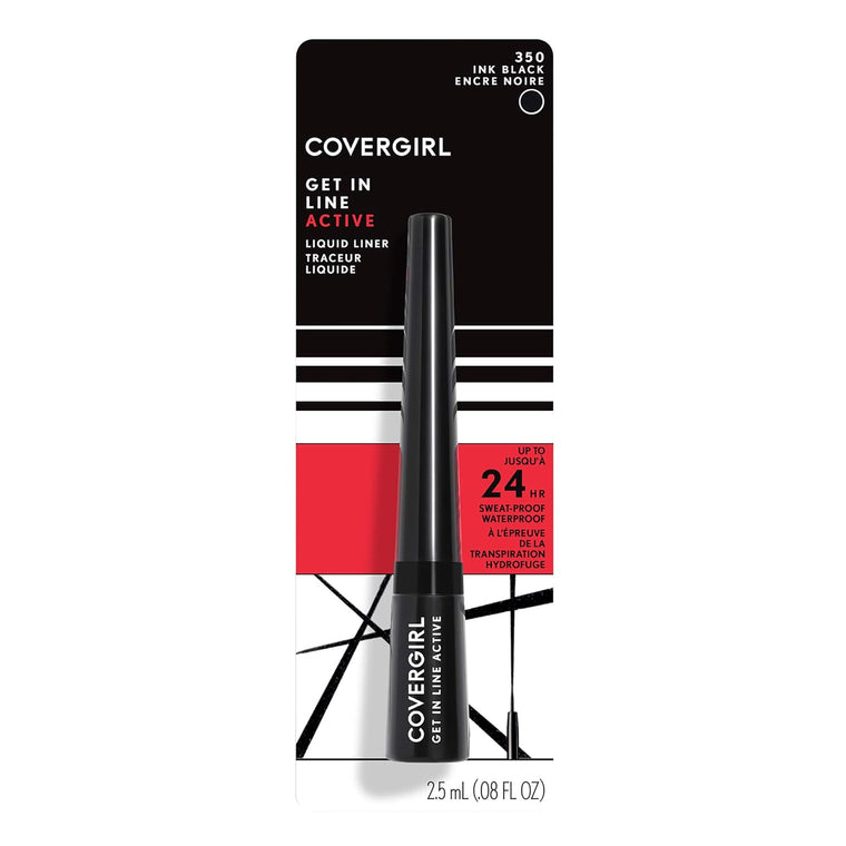 WHOLESALE COVERGIRL GET IN LINE ACTIVE LIQUID LINER 0.08 OZ - INK BLACK 350 - 72 PIECE LOT
