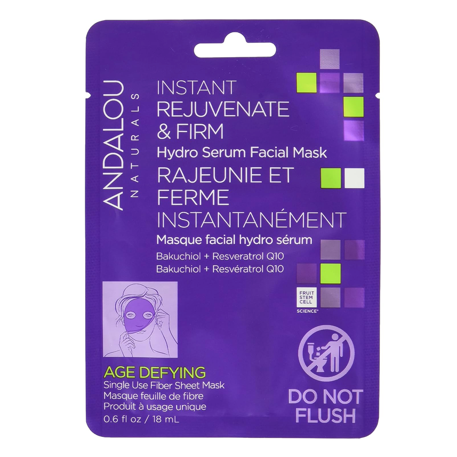 WHOLESALE ANDALOU NATURALS INSTANT LIFT & FIRM HYDRO SERUM FACIAL MASK 0.6 OZ - 72 PIECE LOT