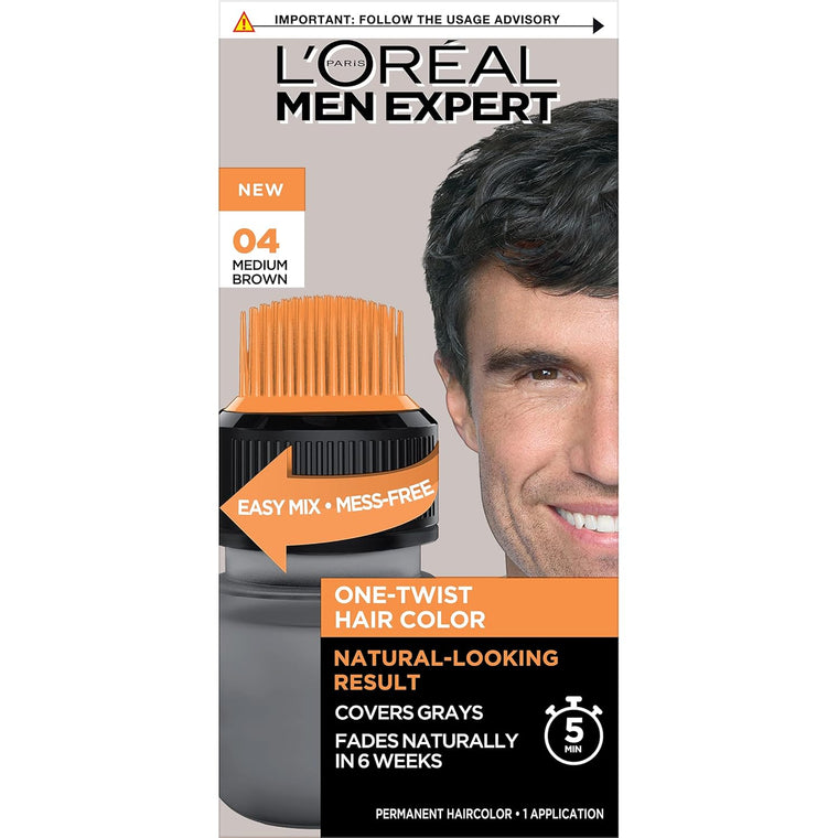WHOLESALE LOREAL MEN EXPERT ONE-TWIST HAIR COLOR - MEDIUM BROWN 04 - 48 PIECE LOT