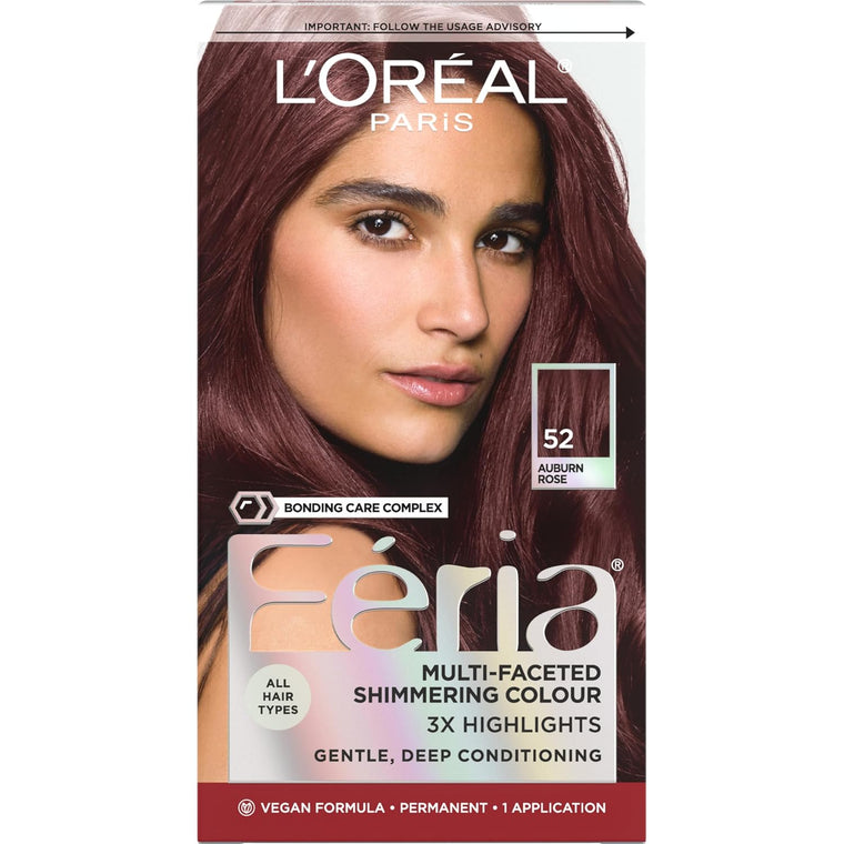 WHOLESALE LOREAL FERIA MULTI-FACETED SHIMMERING COLOUR PERMANENT HAIR COLOR - AUBURN ROSE 52 - 48 PIECE LOT
