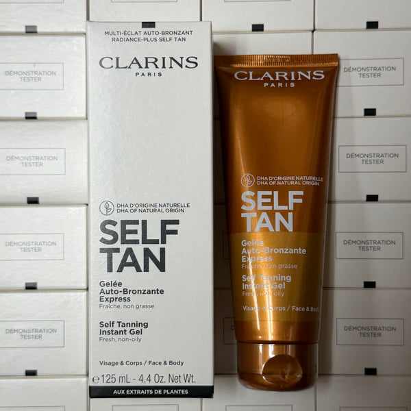 WHOLESALE CLARINS SELF TANNING INSTANT GEL TESTER BOX 4.4 OZ - 48 PIECE LOT