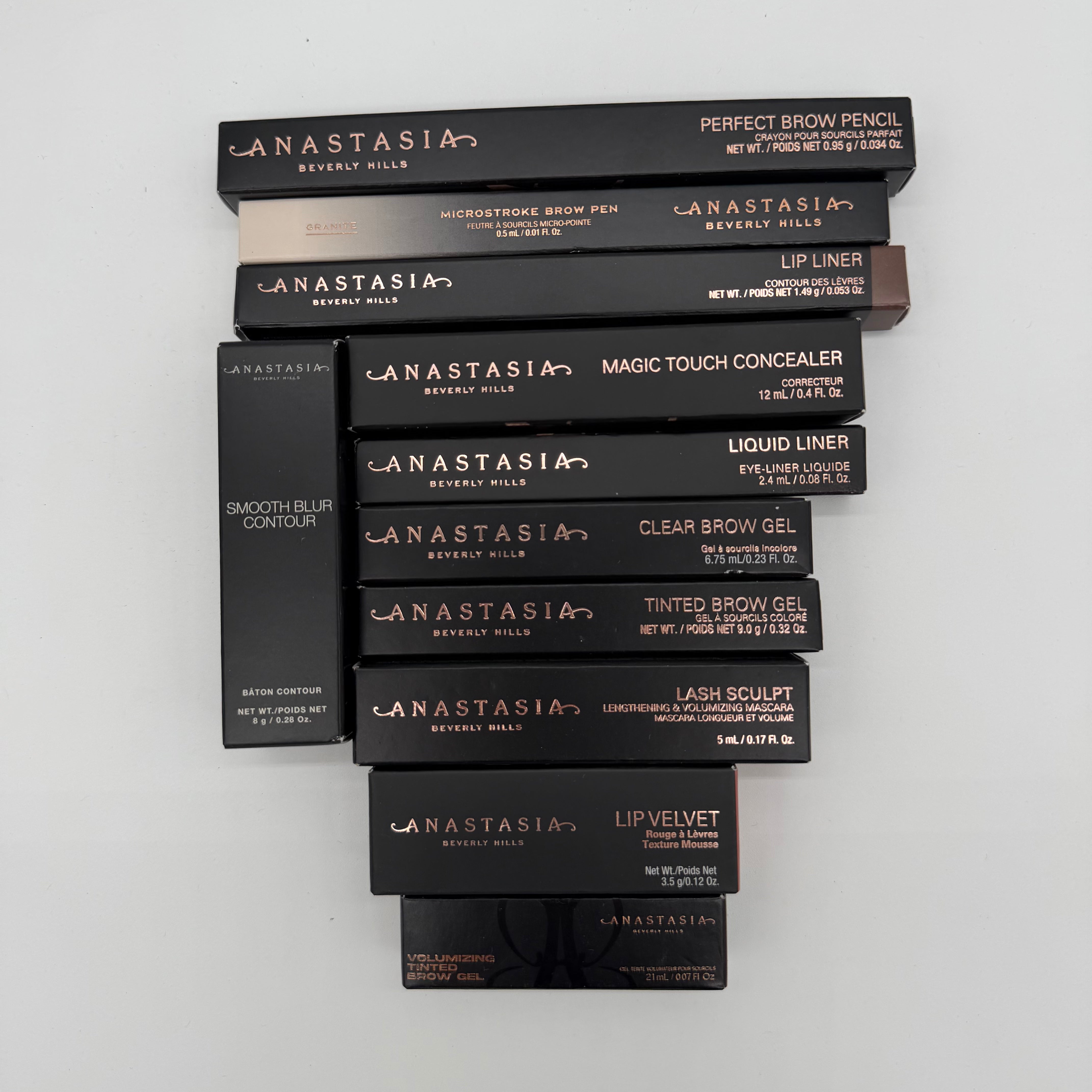 WHOLESALE ASSORTED ANASTASIA BEVERLY HILLS COSMETICS BRAND NEW AND BOXED - ASSORTED COLORS - 50 PIECE LOT
