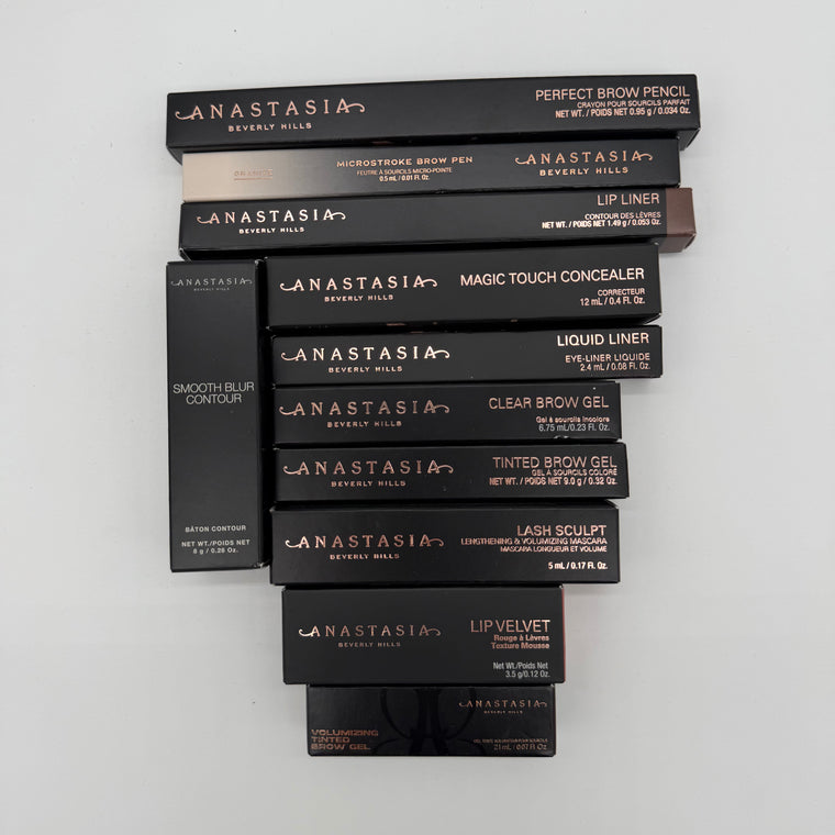 WHOLESALE ASSORTED ANASTASIA BEVERLY HILLS COSMETICS BRAND NEW AND BOXED - ASSORTED COLORS - 50 PIECE LOT