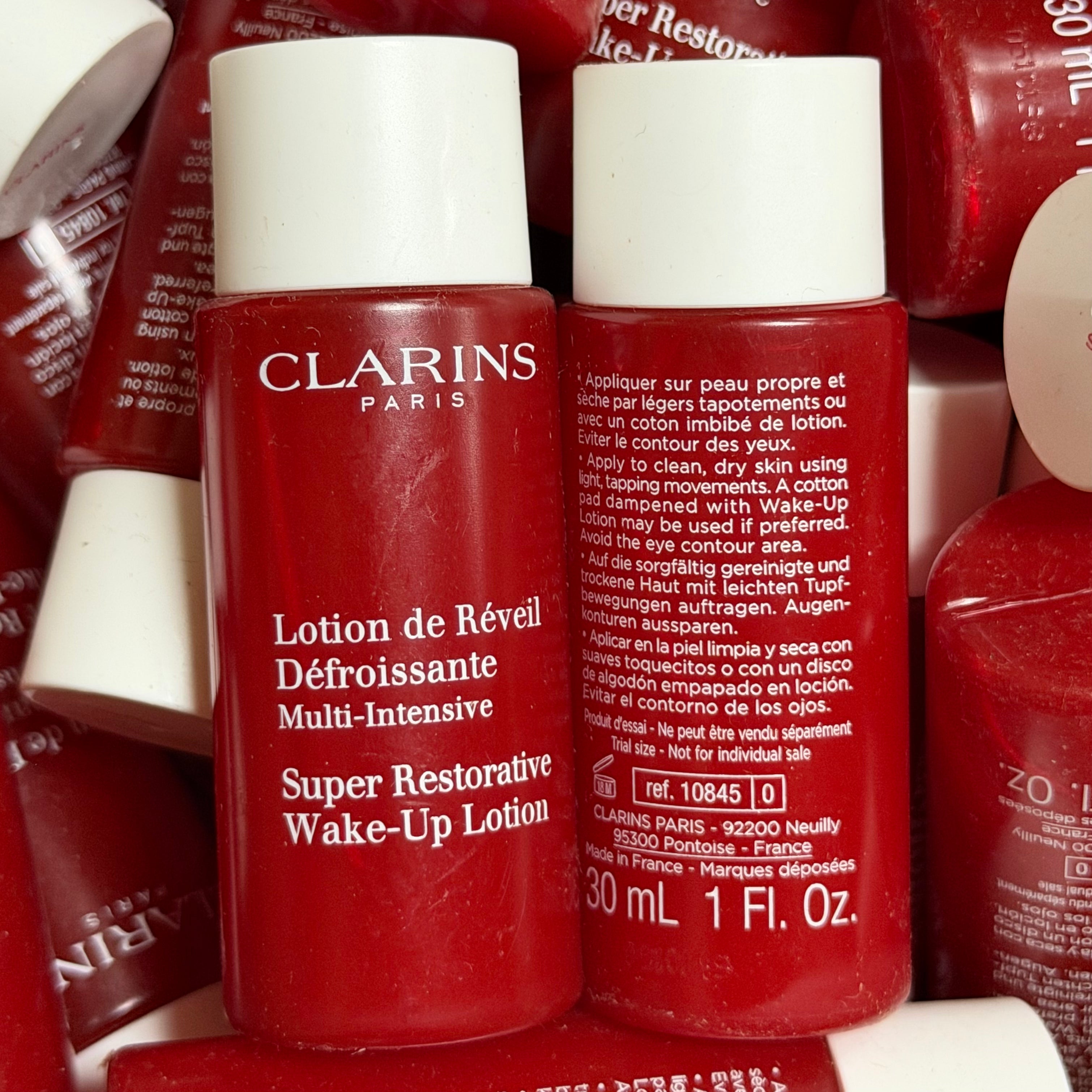 WHOLESALE CLARINS SUPER RESTORATIVE WAKE-UP LOTION TRAVEL SIZE 1 OZ - 50 PIECE LOT
