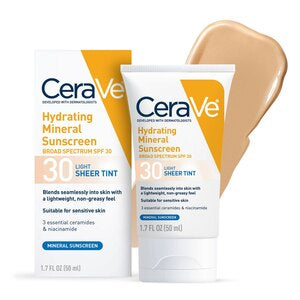 WHOLESALE CERAVE HYDRATING MINERAL SUNSCREEN SPF 30  - MEDIUM SHEER TINT - 48 PIECE LOT