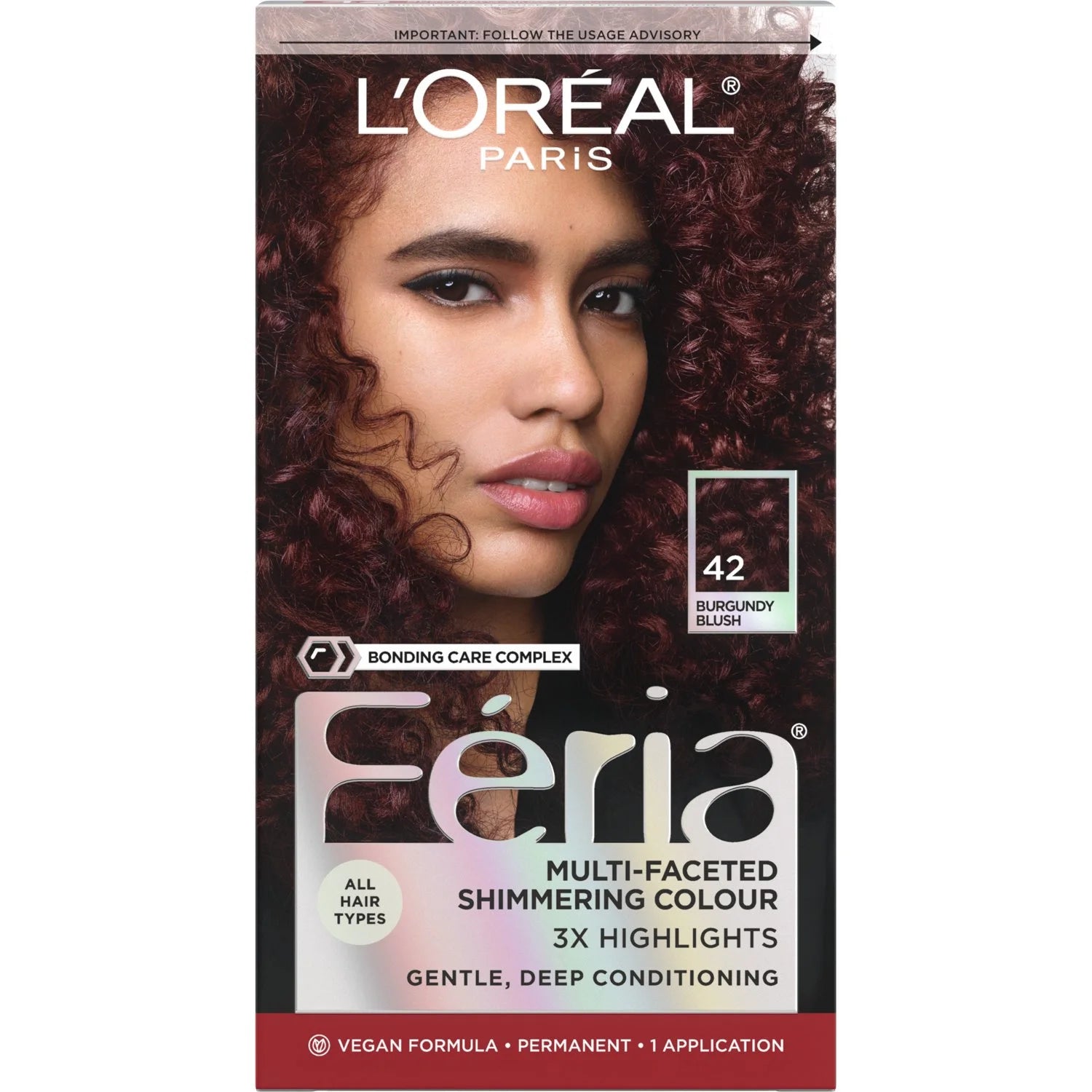 WHOLESALE LOREAL FERIA MULTI-FACETED SHIMMERING COLOUR PERMANENT HAIR COLOR - BURGUNDY BLUSH 42 - 48 PIECE LOT
