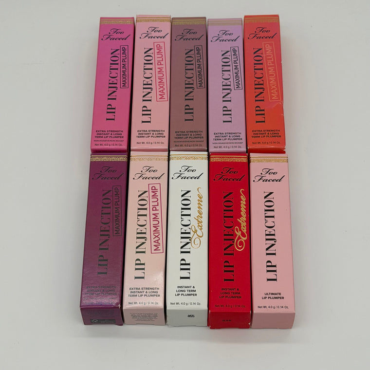 WHOLESALE TOO FACED LIP INJECTION LIP PLUMPER LIP GLOSS 0.14 OZ - ASSORTED COLORS - 48 PIECE LOT
