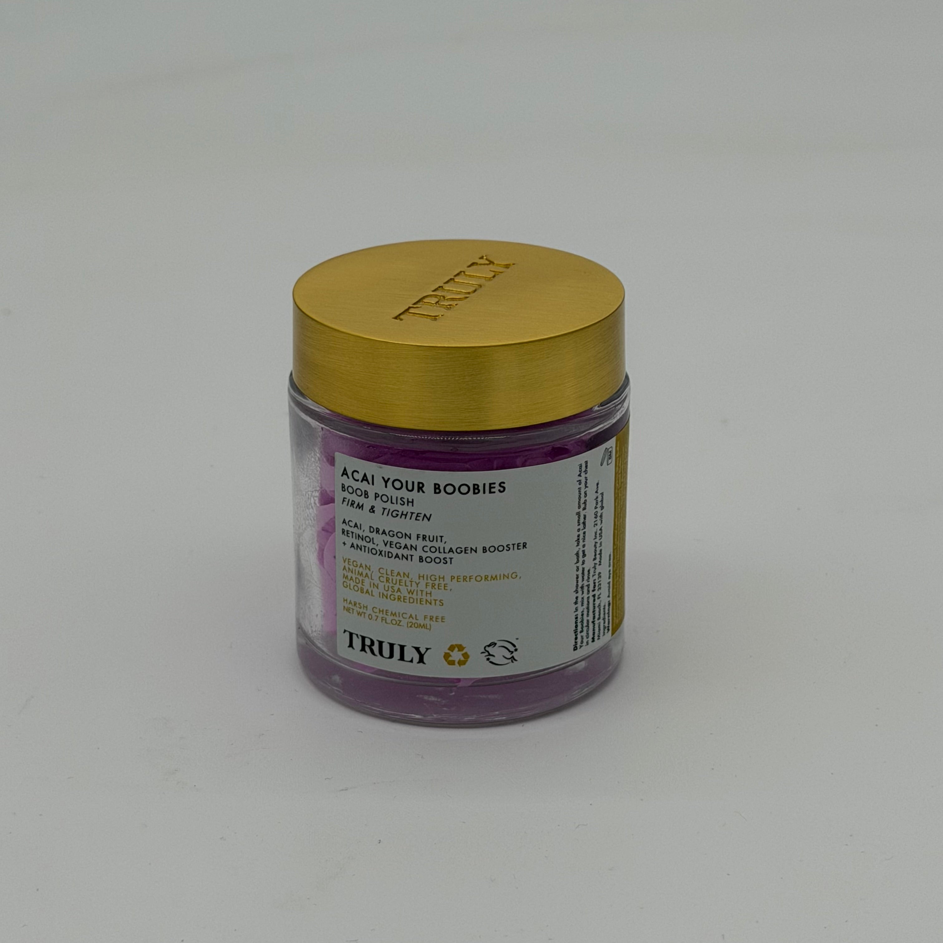 WHOLESALE TRULY ACAI YOUR BOOBIES BOOB POLISH FIRM & TIGHTEN TRAVEL SIZE 0.7 OZ - 48 PIECE LOT