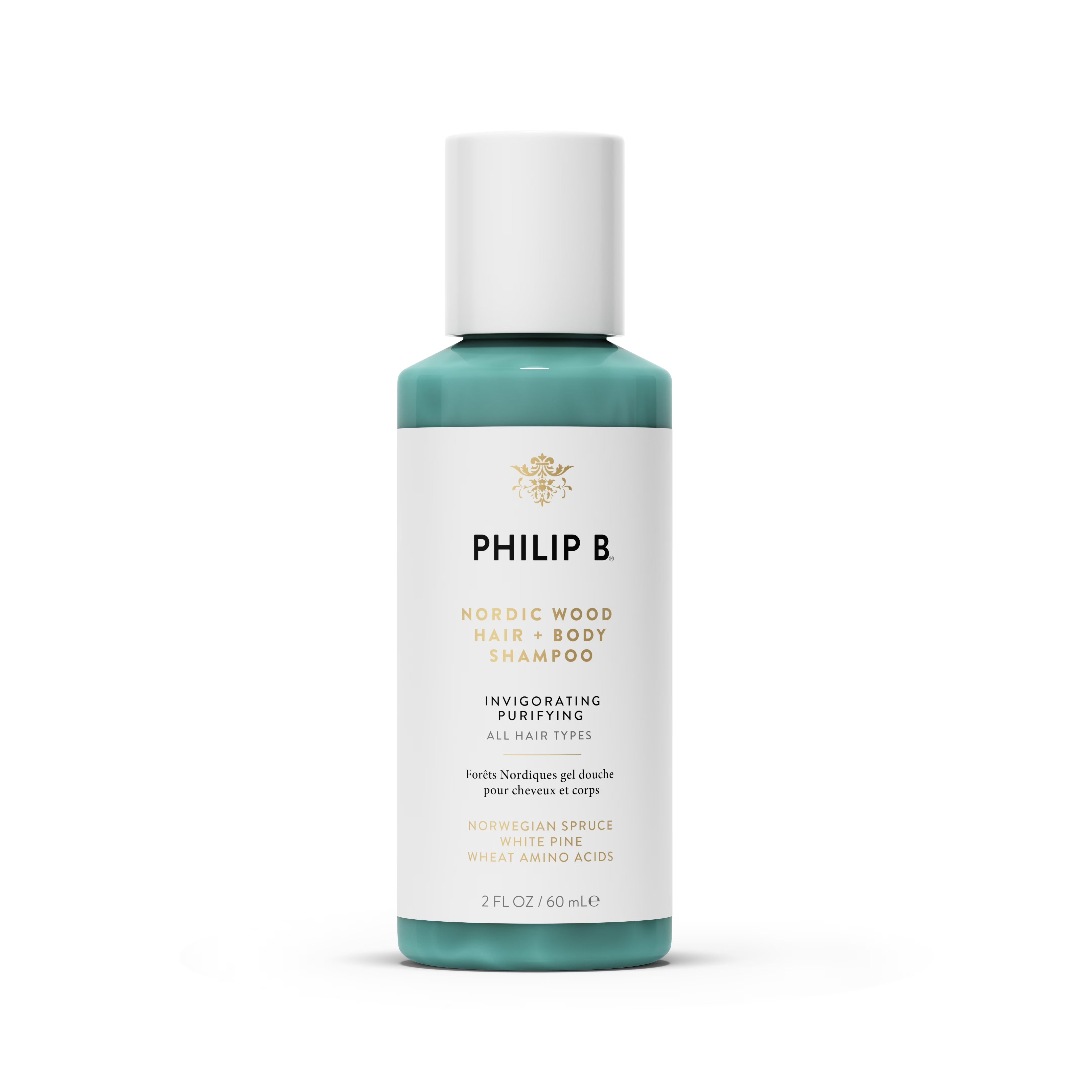 WHOLESALE PHILIP B NORDIC WOOD HAIR + BODY SHAMPOO 2 OZ - 48 PIECE LOT