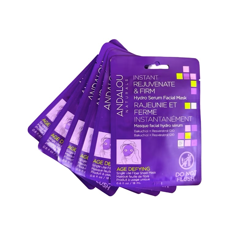 WHOLESALE ANDALOU NATURALS INSTANT LIFT & FIRM HYDRO SERUM FACIAL MASK (PACK OF 5) - 72 PIECE LOT