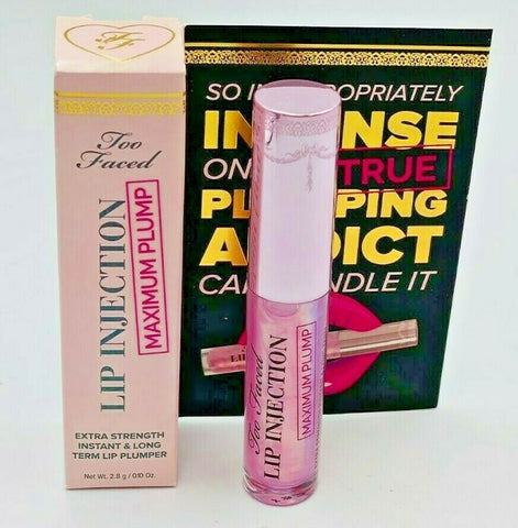 WHOLESALE TOO FACED LIP INJECTION MAXIMUM PLUMP EXTRA STRENGTH INSTANT & LONG TERM LIP PLUMPER TRAVEL SIZE 0.10 OZ - 50 PIECE LOT