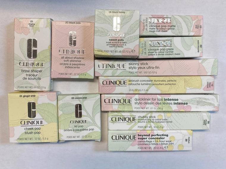 WHOLESALE ASSORTED CLINIQUE COSMETICS LOT BOXED - ASSORTED - 50 PIECE LOT